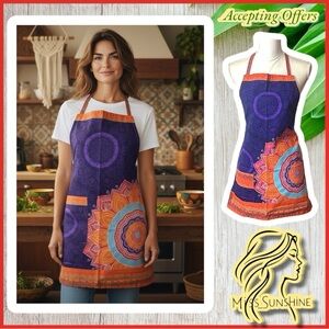 Kitchen APRON cotton Boho Bollywood unique - Sz XS/S - see measurements